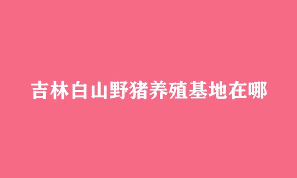 吉林白山野猪养殖基地在哪