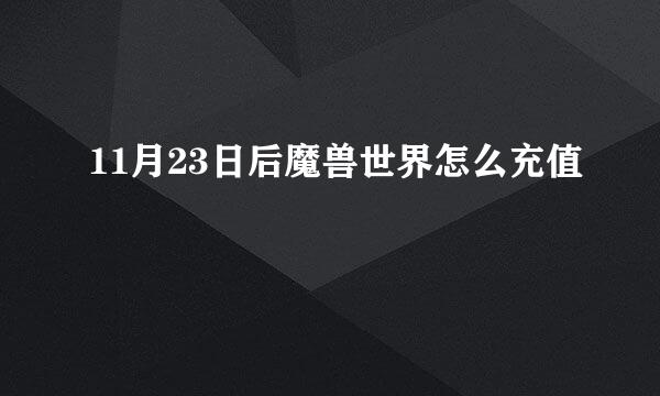 11月23日后魔兽世界怎么充值