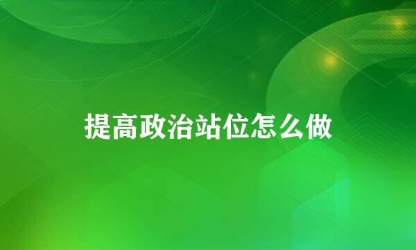 提高政治站位怎么做