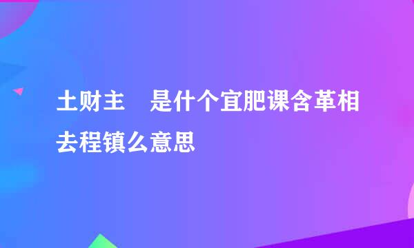 土财主 是什个宜肥课含革相去程镇么意思