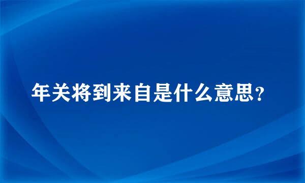 年关将到来自是什么意思？