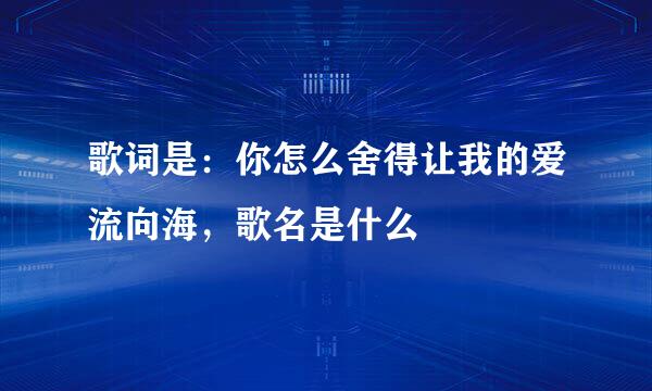 歌词是：你怎么舍得让我的爱流向海，歌名是什么