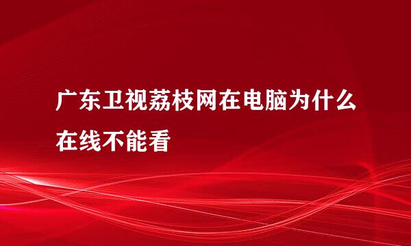 广东卫视荔枝网在电脑为什么在线不能看