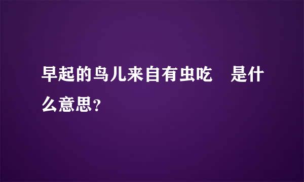 早起的鸟儿来自有虫吃 是什么意思？