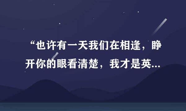 “也许有一天我们在相逢，睁开你的眼看清楚，我才是英雄”这是郑智化的那首歌曲中的？