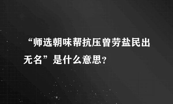 “师选朝味帮抗压曾劳盐民出无名”是什么意思？