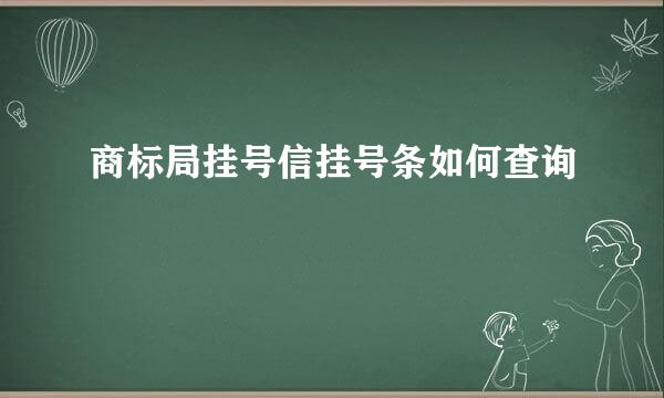 商标局挂号信挂号条如何查询