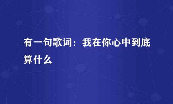 有一句歌词：我在你心中到底算什么