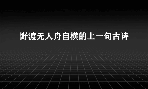 野渡无人舟自横的上一句古诗