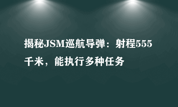 揭秘JSM巡航导弹：射程555千米，能执行多种任务