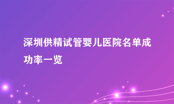 深圳供精试管婴儿医院名单成功率一览