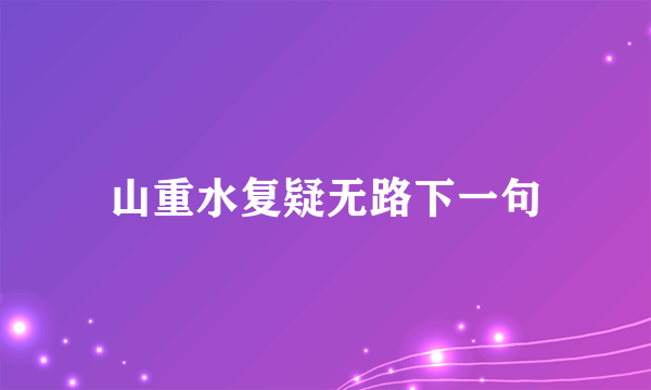 山重水复疑无路下一句