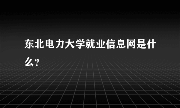 东北电力大学就业信息网是什么？