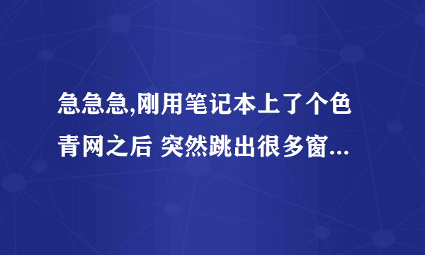 急急急,刚用笔记本上了个色青网之后 突然跳出很多窗口然后电脑死机,按了重启之后就变黑屏,完全开不了机