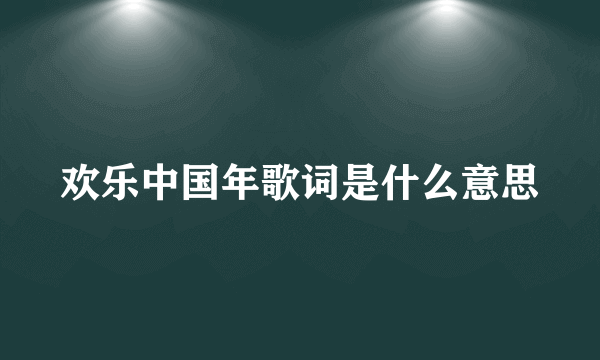 欢乐中国年歌词是什么意思