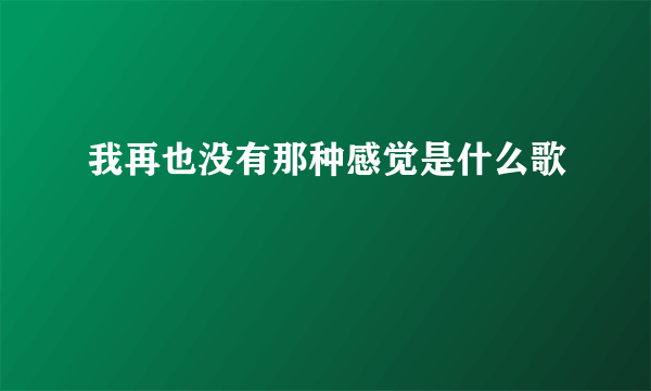 我再也没有那种感觉是什么歌