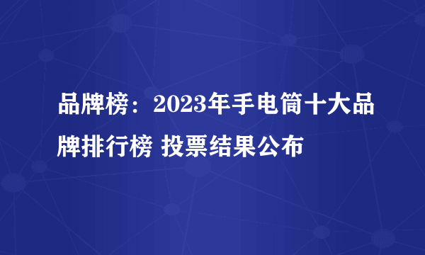 品牌榜：2023年手电筒十大品牌排行榜 投票结果公布