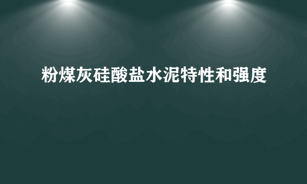 粉煤灰硅酸盐水泥特性和强度