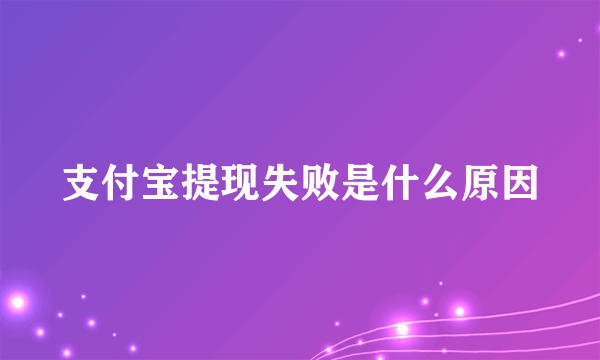 支付宝提现失败是什么原因