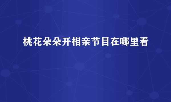 桃花朵朵开相亲节目在哪里看