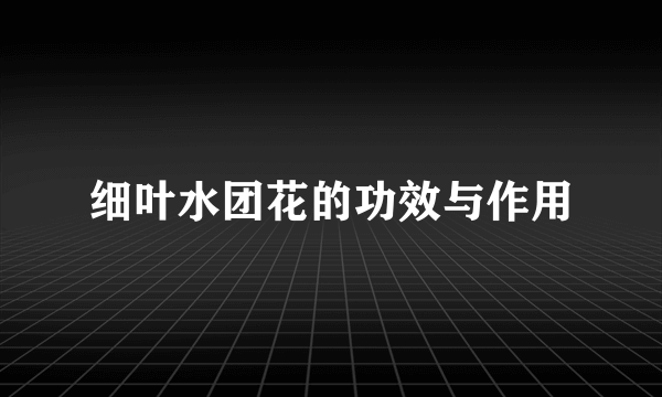 细叶水团花的功效与作用