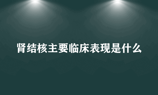 肾结核主要临床表现是什么