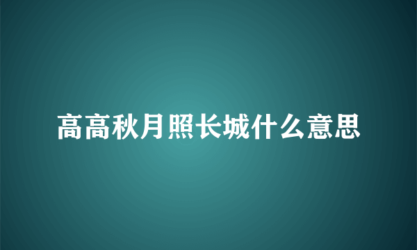 高高秋月照长城什么意思