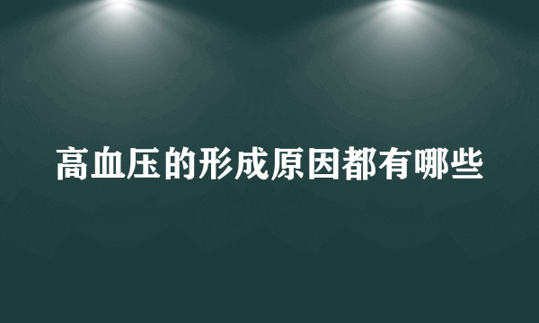 高血压的形成原因都有哪些