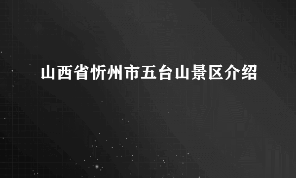 山西省忻州市五台山景区介绍