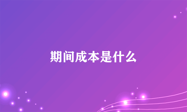 期间成本是什么