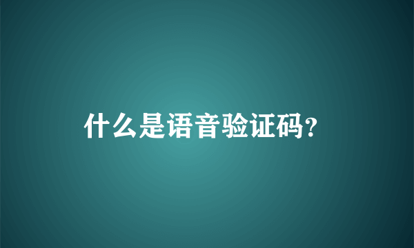 什么是语音验证码？