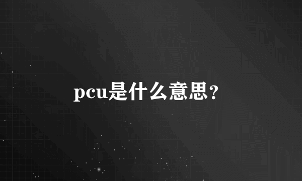 pcu是什么意思？