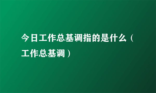 今日工作总基调指的是什么（工作总基调）