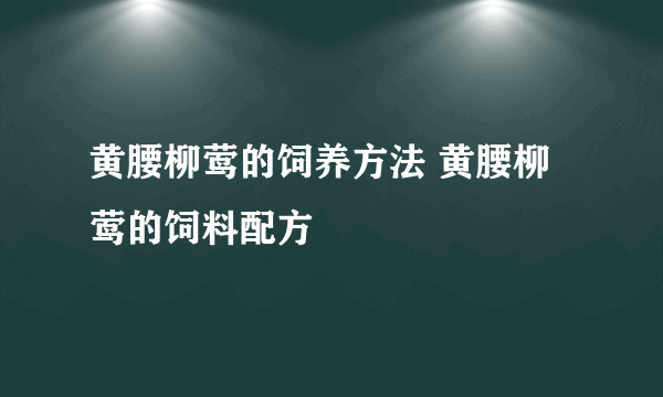 黄腰柳莺的饲养方法 黄腰柳莺的饲料配方