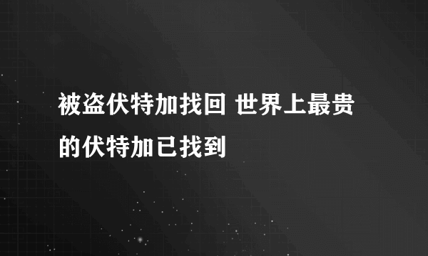 被盗伏特加找回 世界上最贵的伏特加已找到