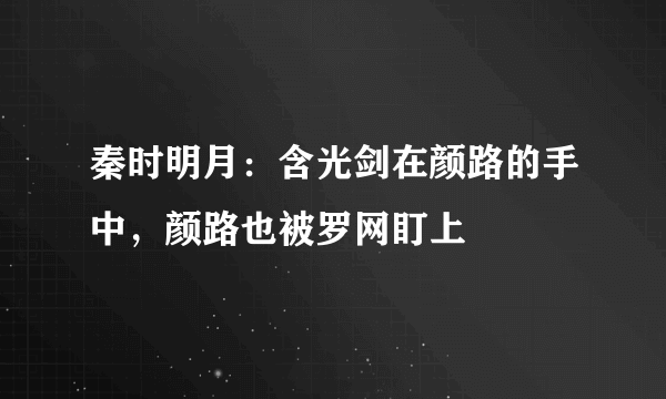 秦时明月：含光剑在颜路的手中，颜路也被罗网盯上