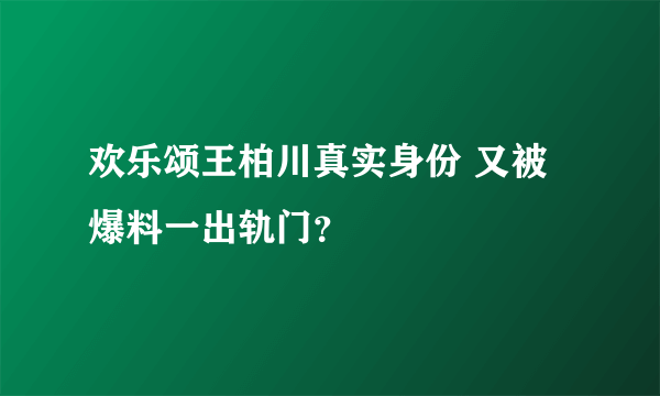 欢乐颂王柏川真实身份 又被爆料一出轨门？