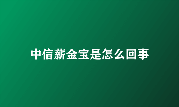 中信薪金宝是怎么回事