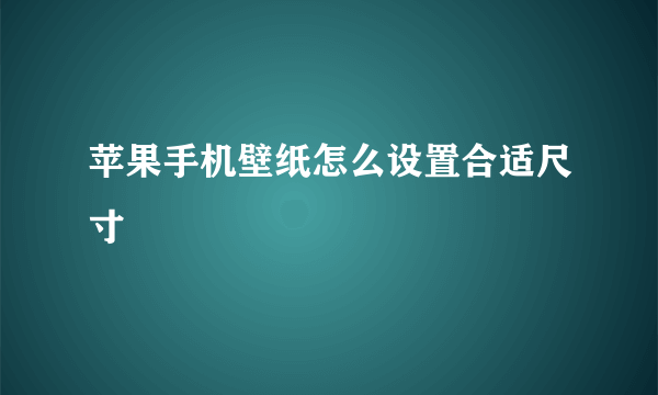 苹果手机壁纸怎么设置合适尺寸