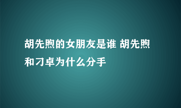 胡先煦的女朋友是谁 胡先煦和刁卓为什么分手