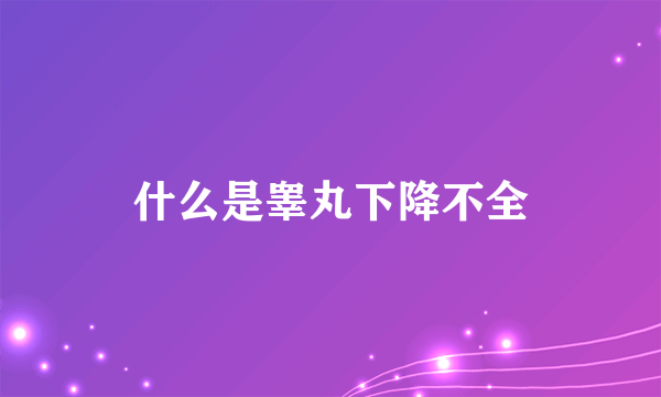 什么是睾丸下降不全