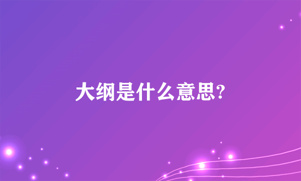 大纲是什么意思?