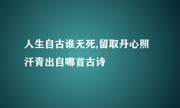 人生自古谁无死,留取丹心照汗青出自哪首古诗