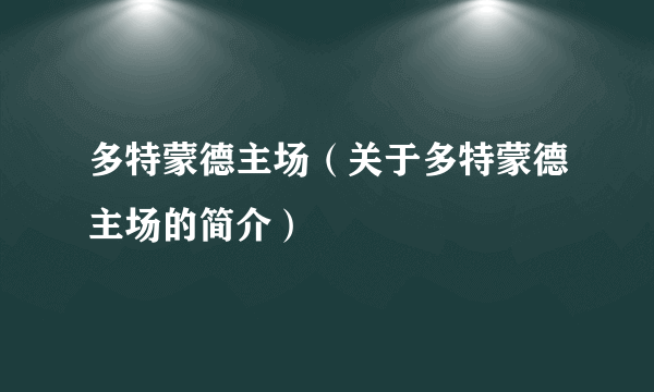 多特蒙德主场（关于多特蒙德主场的简介）