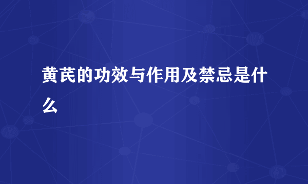 黄芪的功效与作用及禁忌是什么