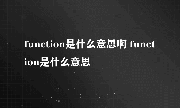 function是什么意思啊 function是什么意思