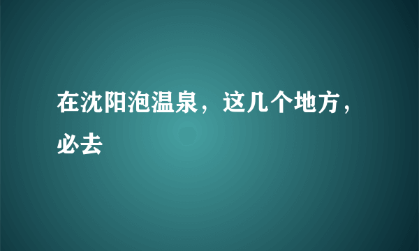 在沈阳泡温泉，这几个地方，必去