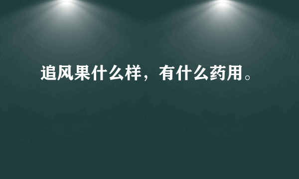 追风果什么样，有什么药用。