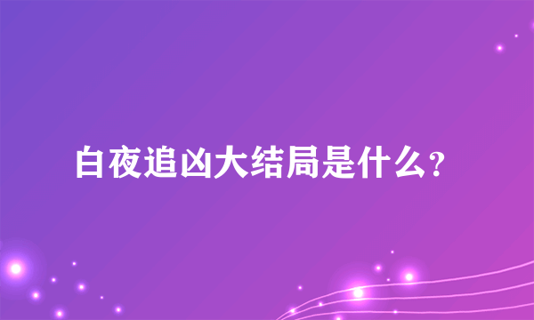 白夜追凶大结局是什么？