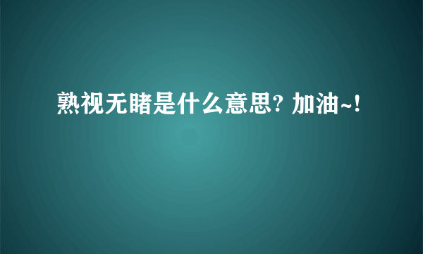 熟视无睹是什么意思? 加油~!